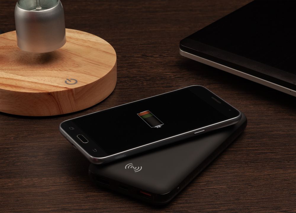 Аккумулятор Quick Charge Wireless 10000 мАч, черный - купить оптом