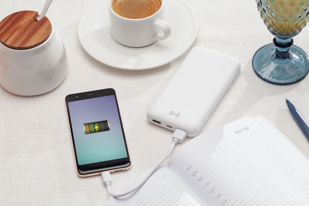 Аккумулятор Quick Charge Wireless 10000 мАч, черный - купить оптом