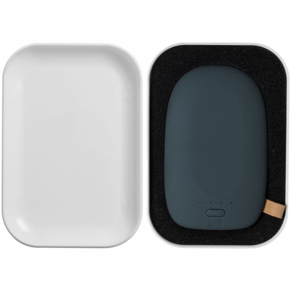 Аккумулятор с беспроводной зарядкой Pebble Wireless 9000 мАч, серо-синий - купить оптом