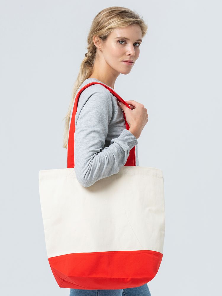 Холщовая сумка Shopaholic, красная - купить оптом