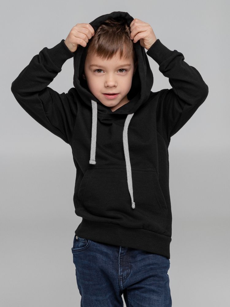 Толстовка с капюшоном детская Kirenga Kids, черная - купить оптом