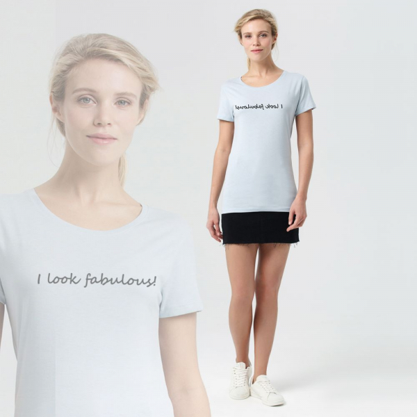 Футболка женская I Look Fabulous, голубая - купить оптом
