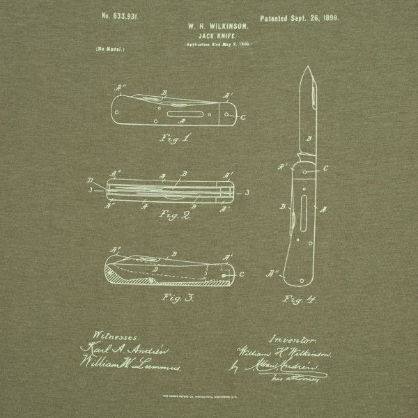 Футболка приталенная Old Patents. Knife, меланж хаки - купить оптом