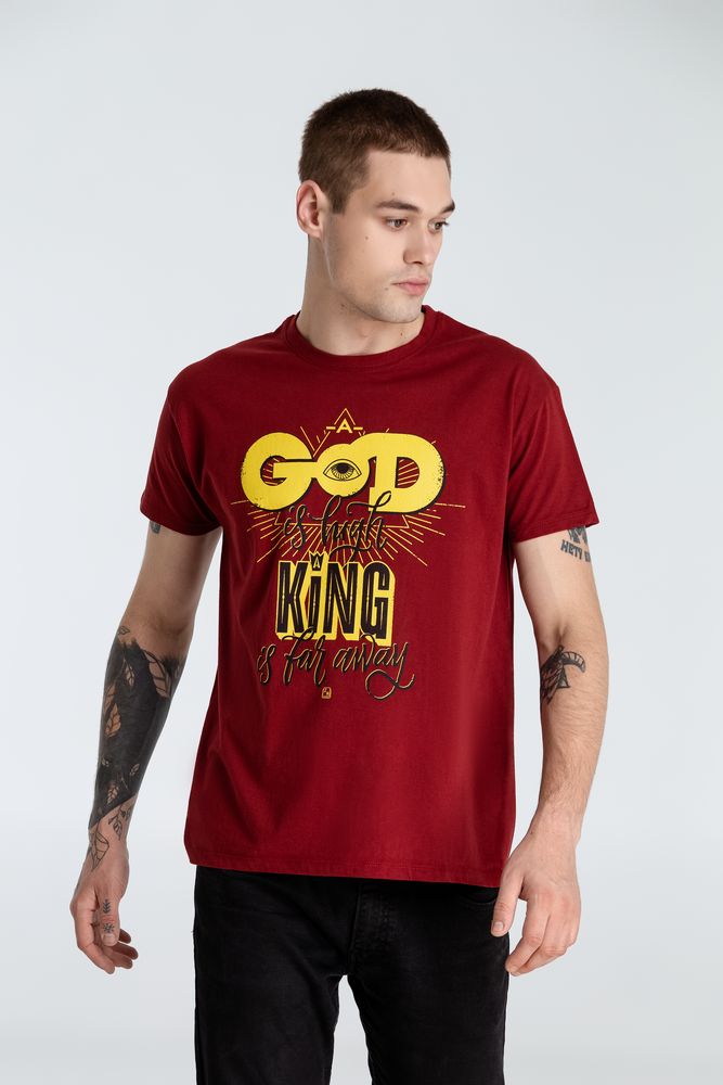 Футболка A God is High, гранатово-красная - купить оптом