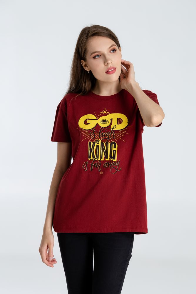Футболка A God is High, гранатово-красная - купить оптом