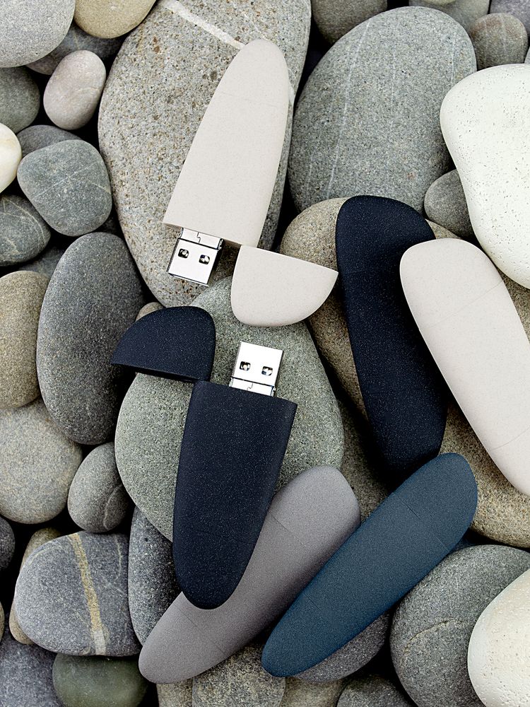 Флешка Pebble Universal, USB 3.0, серо-синяя, 32 Гб - купить оптом