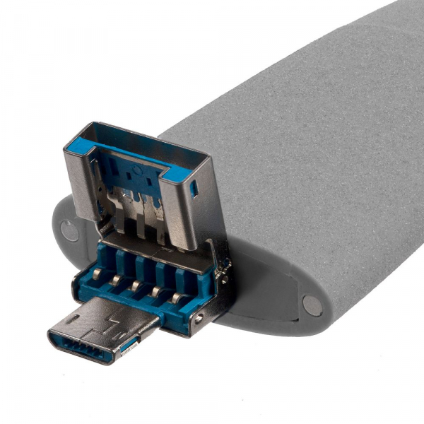 Флешка Pebble Universal, USB 3.0, серая, 64 Гб - купить оптом