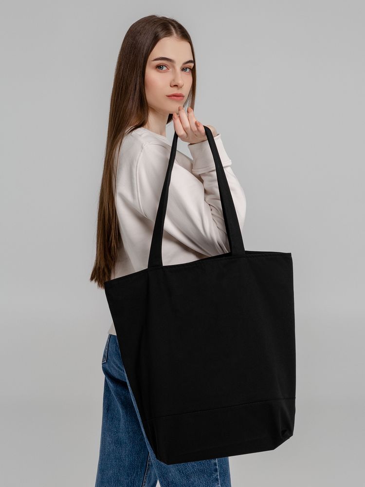 Сумка для покупок на молнии Shopaholic Zip, черная - купить оптом