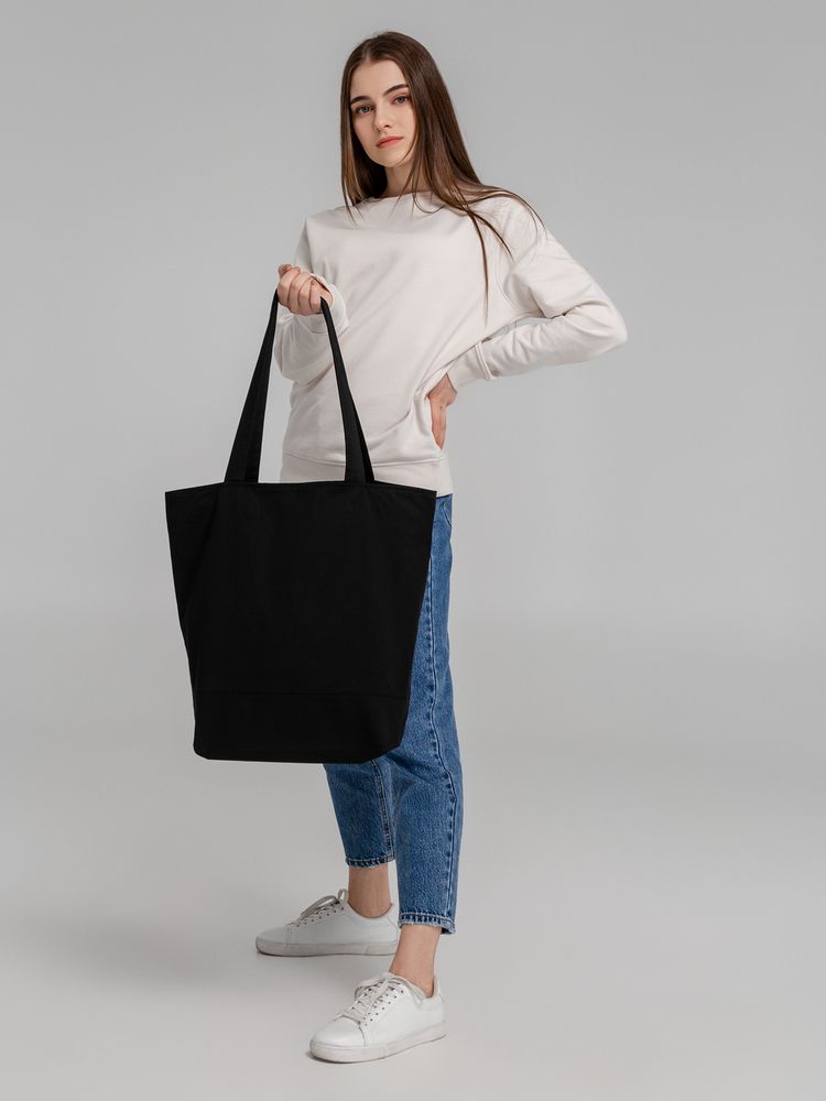 Сумка для покупок на молнии Shopaholic Zip, черная - купить оптом
