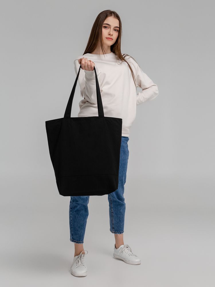 Сумка для покупок на молнии Shopaholic Zip, черная - купить оптом