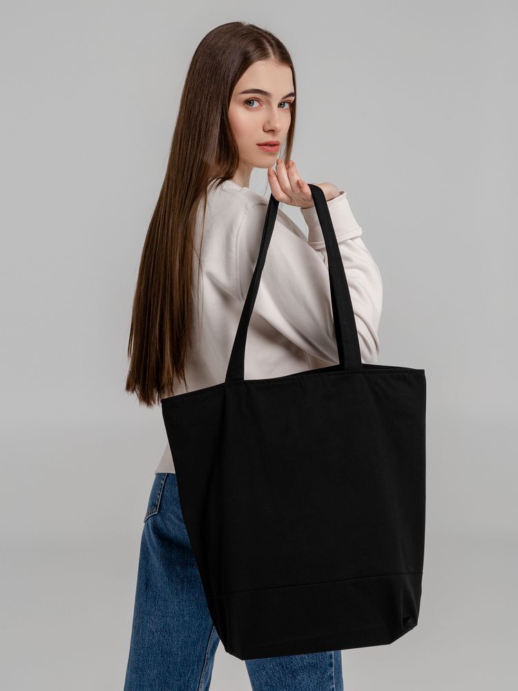 Сумка для покупок на молнии Shopaholic Zip, черная - купить оптом