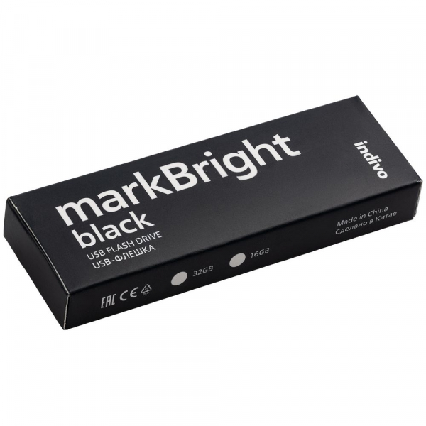 Флешка markBright Black с зеленой подсветкой, 32 Гб - купить оптом
