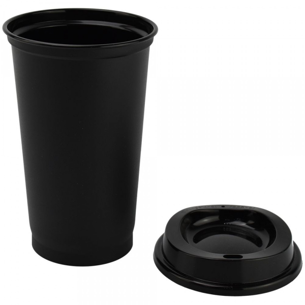 Стакан с крышкой Color Cap Black, черный - купить оптом