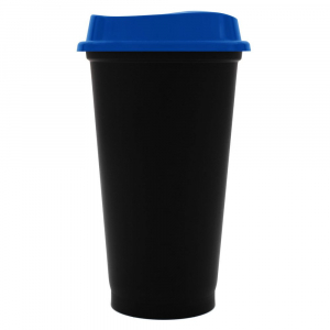 Стакан с крышкой Color Cap Black, черный с синим - купить оптом