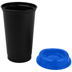 Стакан с крышкой Color Cap Black, черный с синим - купить оптом