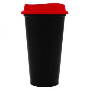 Стакан с крышкой Color Cap Black, черный с красным - купить оптом
