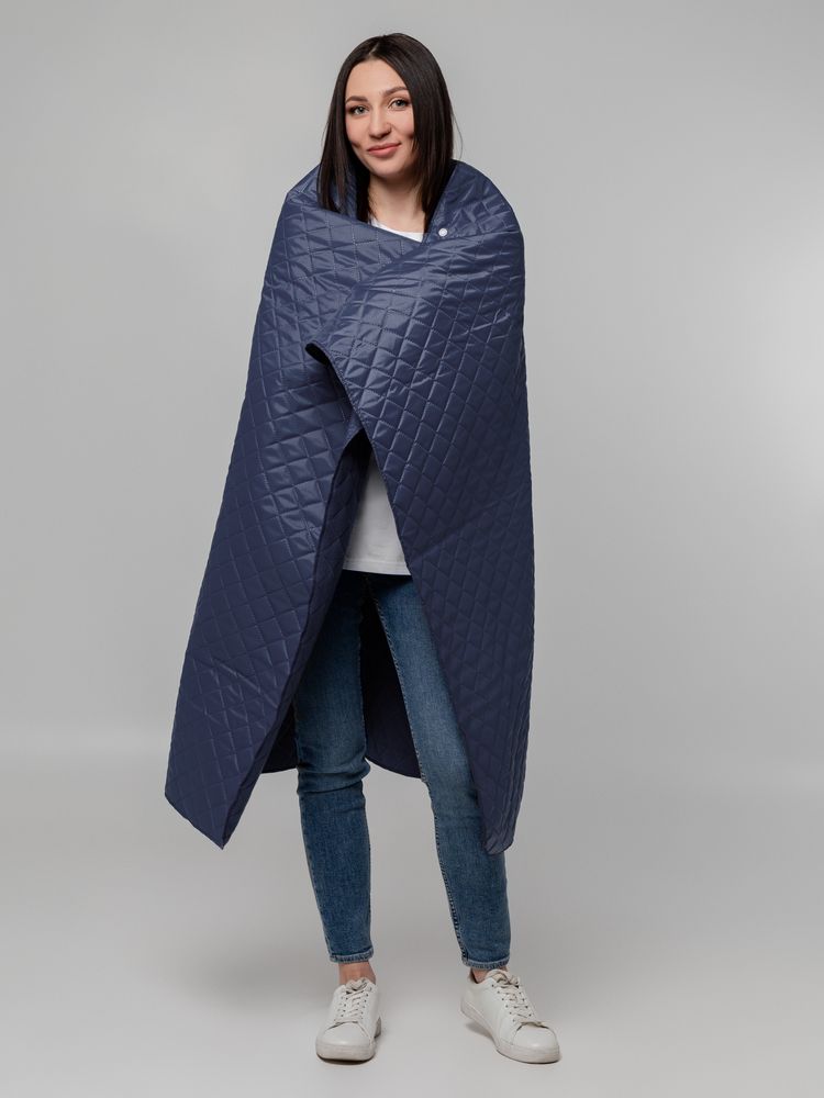 Плед-пончо для пикника SnapCoat, синий - купить оптом