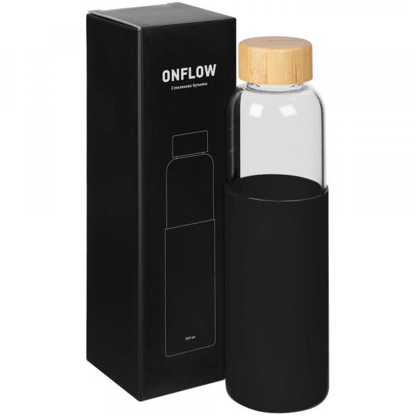 Бутылка для воды Onflow, черная - купить оптом