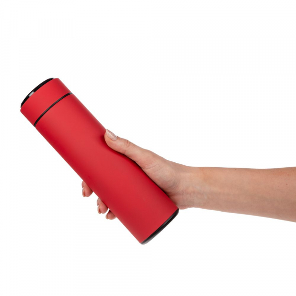 Смарт-бутылка с заменяемой батарейкой Long Therm Soft Touch, красная - купить оптом