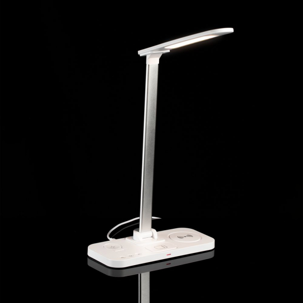 Настольная лампа с беспроводной зарядкой Power Light, белая - купить оптом