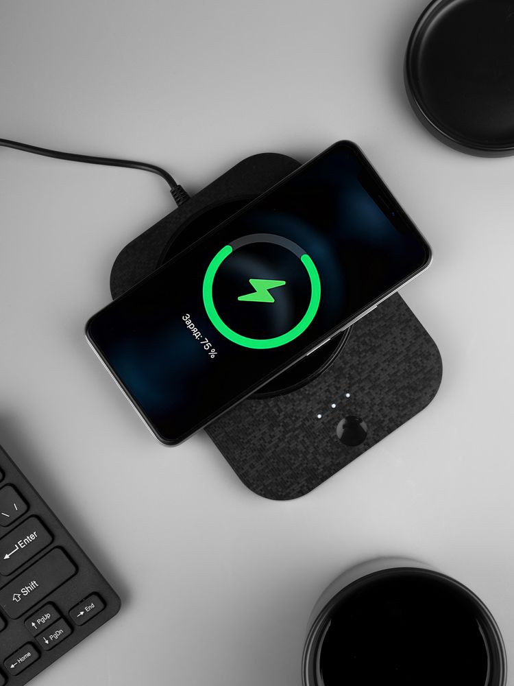 Кружка с подогревом и беспроводной зарядкой Dual Base Plus, черная - купить оптом