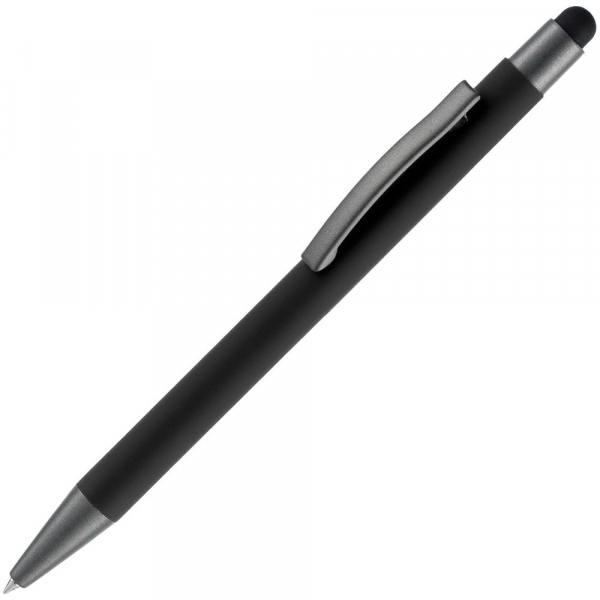 Ручка шариковая Atento Soft Touch Stylus со стилусом, черная - купить оптом