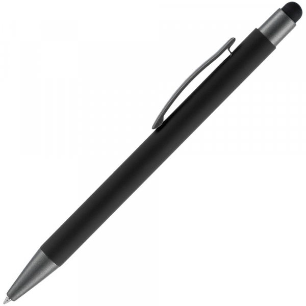 Ручка шариковая Atento Soft Touch Stylus со стилусом, черная - купить оптом