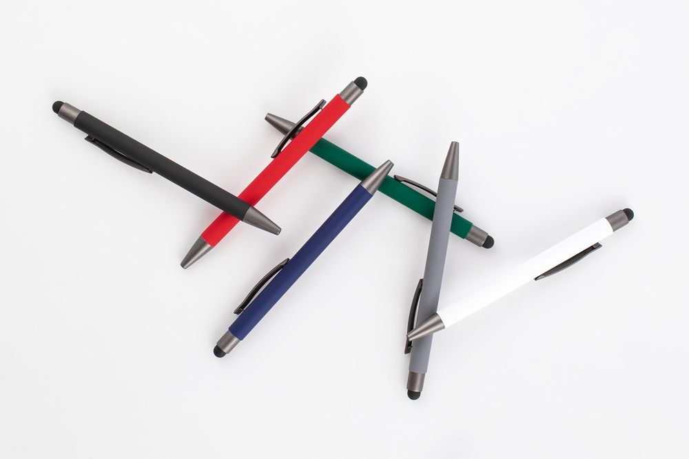 Ручка шариковая Atento Soft Touch Stylus со стилусом, черная - купить оптом
