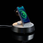 Bluetooth-колонка с беспроводной зарядкой и часами netEnergy, серая, фото 10