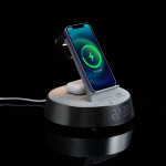 Bluetooth-колонка с беспроводной зарядкой и часами netEnergy, серая, фото 11
