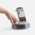 Bluetooth-колонка с беспроводной зарядкой и часами netEnergy, серая, фото 9