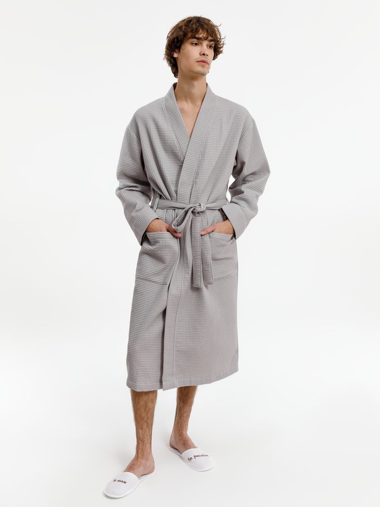 Халат вафельный Kimono, светло-серый - купить оптом