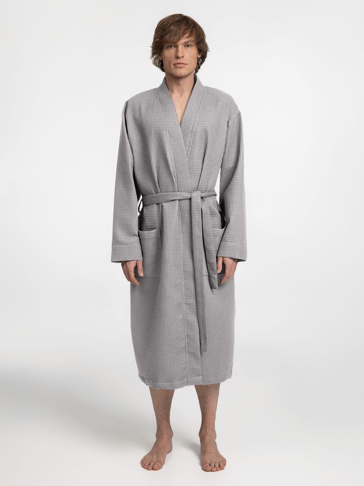 Халат вафельный Kimono, светло-серый - купить оптом