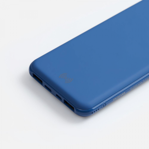Аккумулятор с беспроводной зарядкой All Day Wireless 10000 мАч, синий - купить оптом