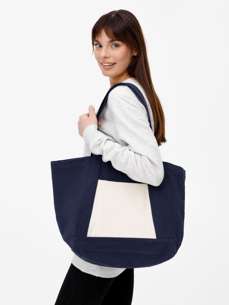 Шопер Shophop, синий с неокрашенным - купить оптом