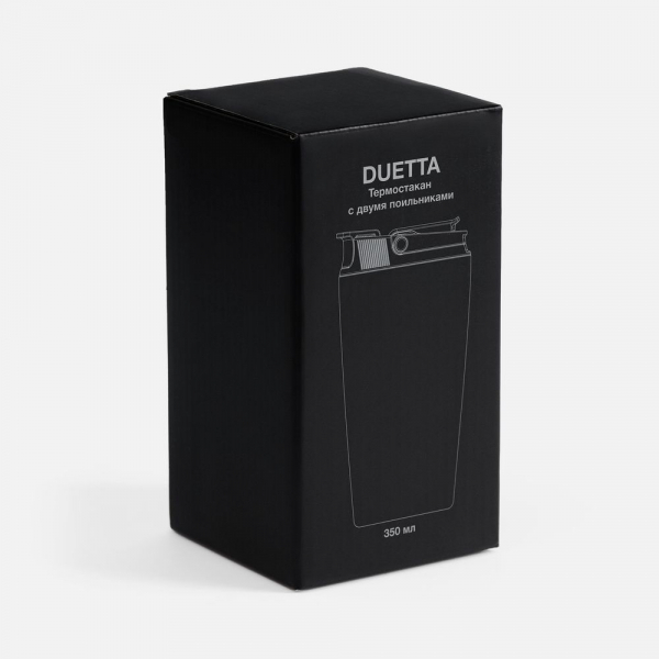 Термостакан с двумя поильниками Duetta, черный - купить оптом