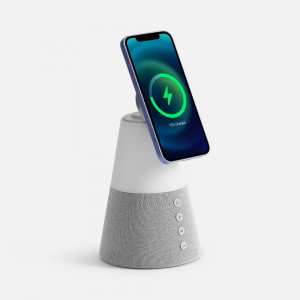 Bluetooth-колонка с беспроводной зарядкой и подсветкой Cone Sonance, серая - купить оптом