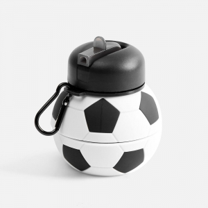 Складная бутылка для воды Football Flex, белая с черным - купить оптом
