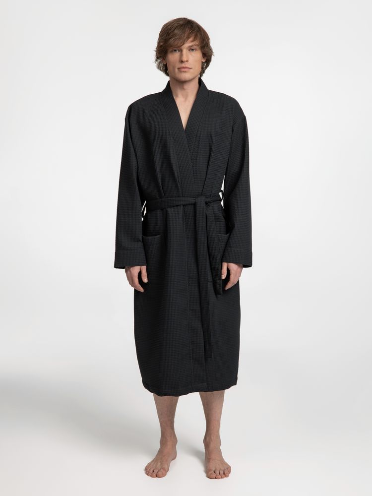 Халат вафельный Kimono, черный - купить оптом
