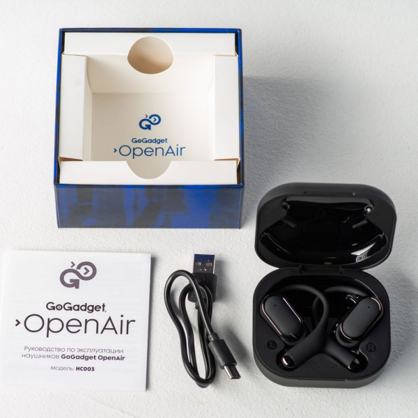 Беспроводные наушники для спорта OpenAir, черные - купить оптом