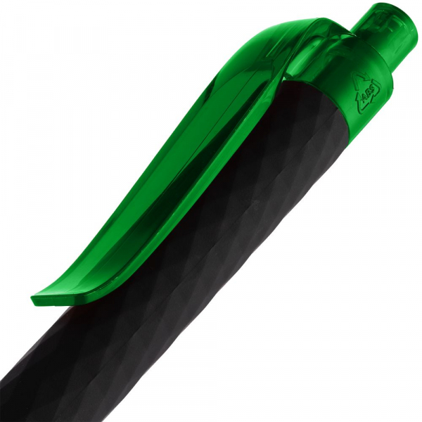 Ручка шариковая Prodir QS01 PRT-T Soft Touch, черная с зеленым - купить оптом