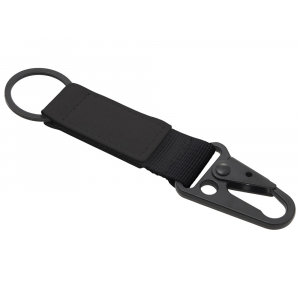 Брелок-ремувка Carabinier из ткани с вставкой из экокожи и карабином, черный - купить оптом