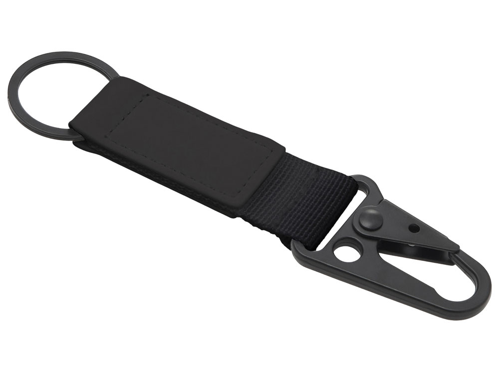 Брелок-ремувка Carabinier из ткани с вставкой из экокожи и карабином, черный - купить оптом