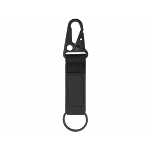 Брелок-ремувка Carabinier из ткани с вставкой из экокожи и карабином, черный - купить оптом