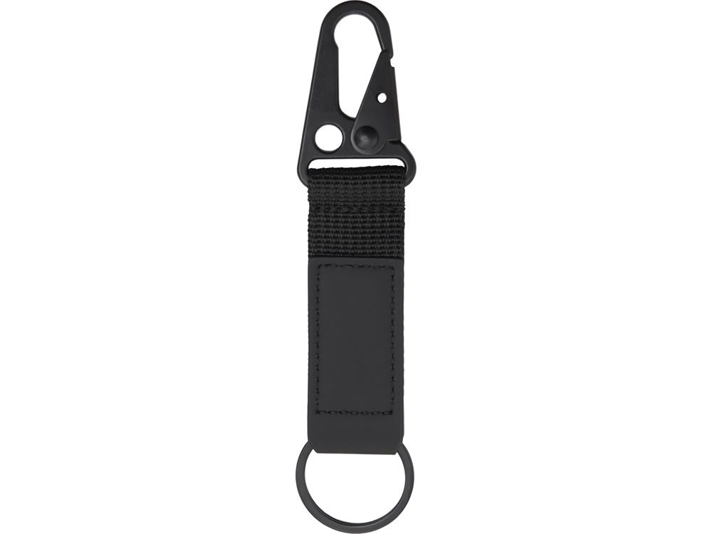 Брелок-ремувка Carabinier из ткани с вставкой из экокожи и карабином, черный - купить оптом