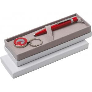 Набор Cacharel: шариковая ручка, брелок с флеш-картой USB 2. на 4 Гб, красный/серебристый - купить оптом