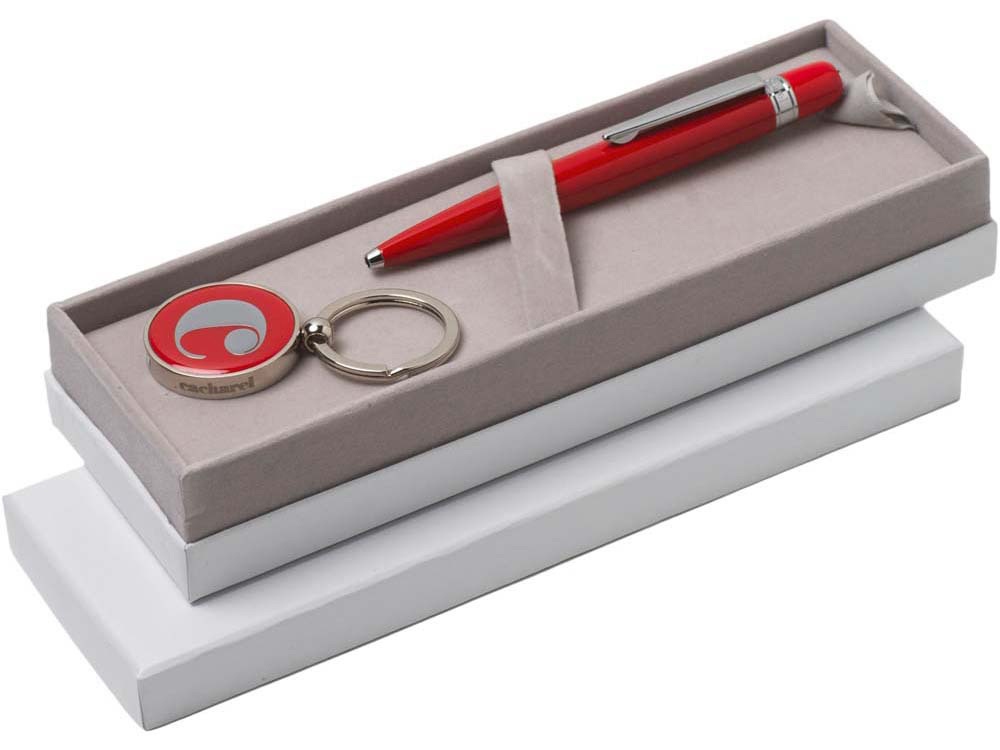 Набор Cacharel: шариковая ручка, брелок с флеш-картой USB 2. на 4 Гб, красный/серебристый - купить оптом