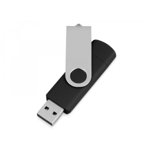 USB/micro USB-флешка 2.0 на 16 Гб Квебек OTG, черный - купить оптом