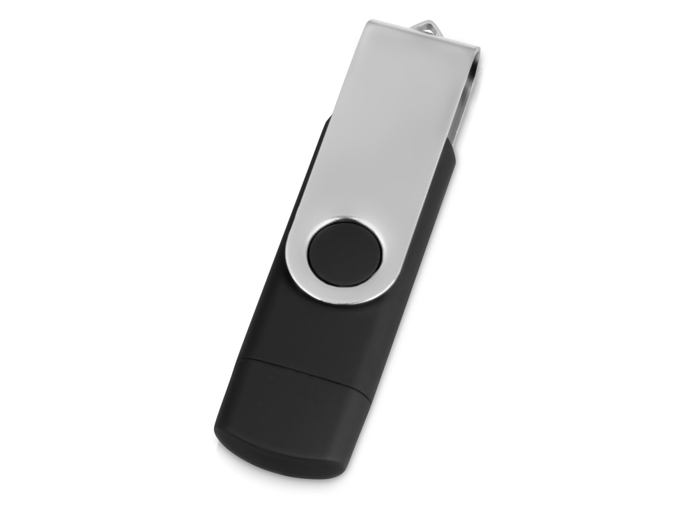USB/micro USB-флешка 2.0 на 16 Гб Квебек OTG, черный - купить оптом
