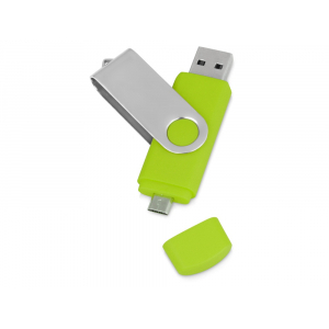 USB/micro USB-флешка 2.0 на 16 Гб Квебек OTG, зеленое яблоко - купить оптом